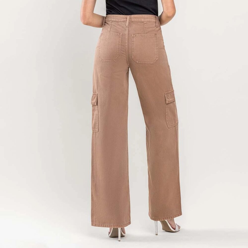 031 - High Rise Utility Cargo Wide Jeans in Sinopia Fresco - Picture 3 of 4